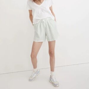 Madewell Linen-Blend Pull-On Pleated Shorts: Earth-Dyed Edition - Mint Botanical
